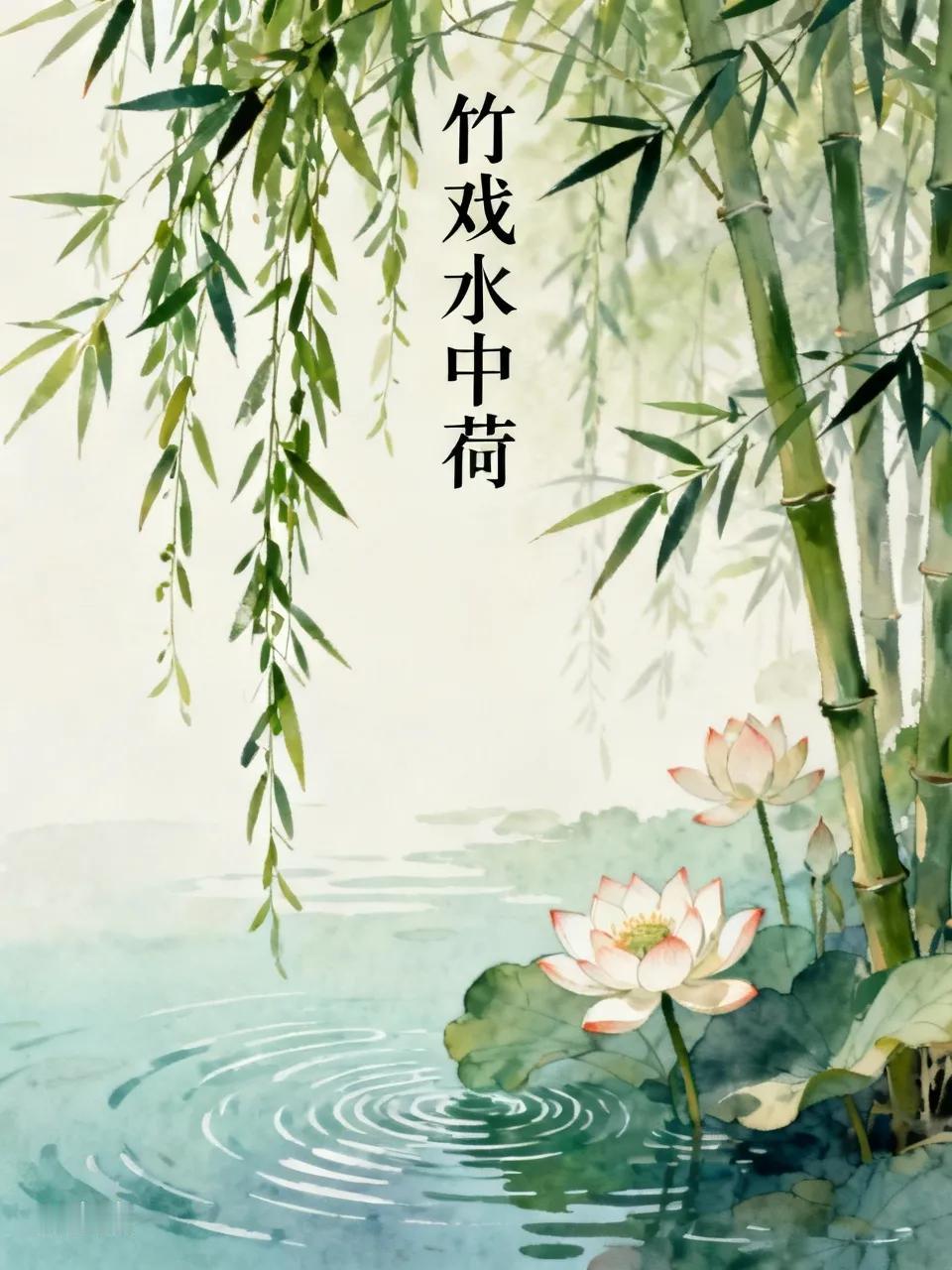 青青草地河边柳，
绿绿竹林水里荷。