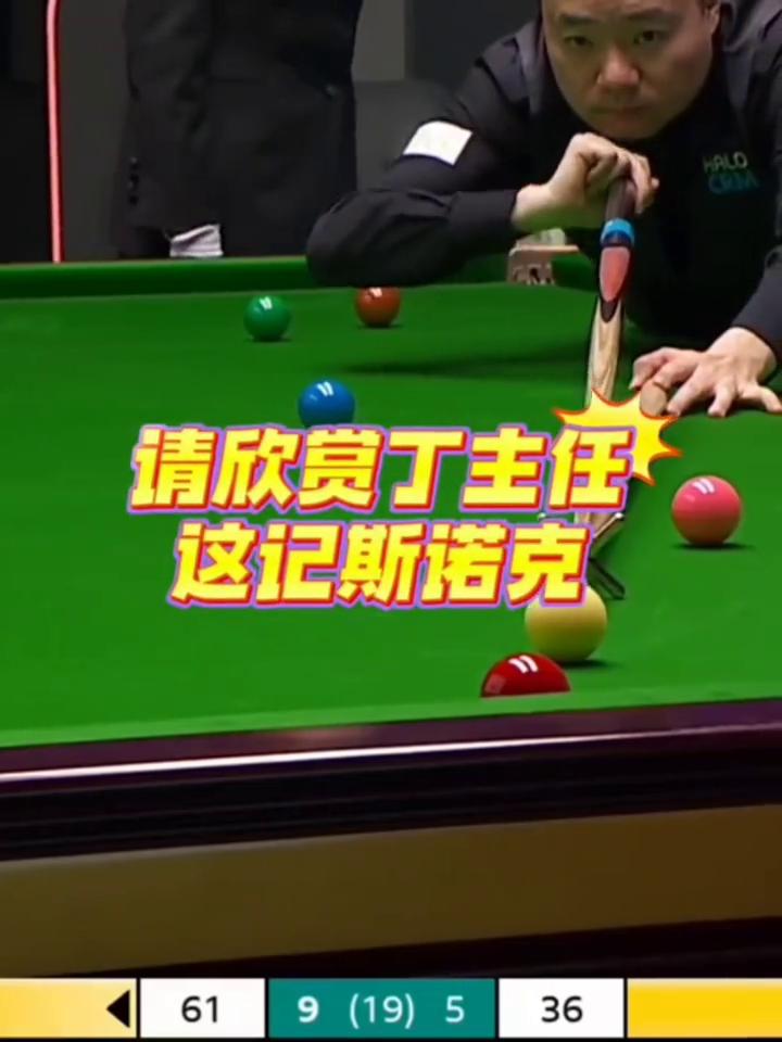 丁主任这记斯诺克对手的表情亮了。
请欣赏丁主任这记斯诺克，这一杆做得非常漂亮，红