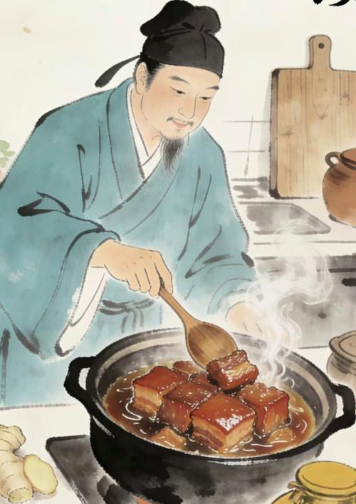 苏轼称赞：黄州好猪肉，价贱如泥土。贵人不肯吃，贫人不解煮，早晨起来打两碗，饱得自