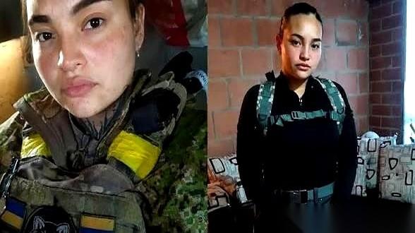 一段公开的战地视频里，趴在草丛中的哥伦比亚女狙击手丹妮拉，把手里的枪扔了出去。