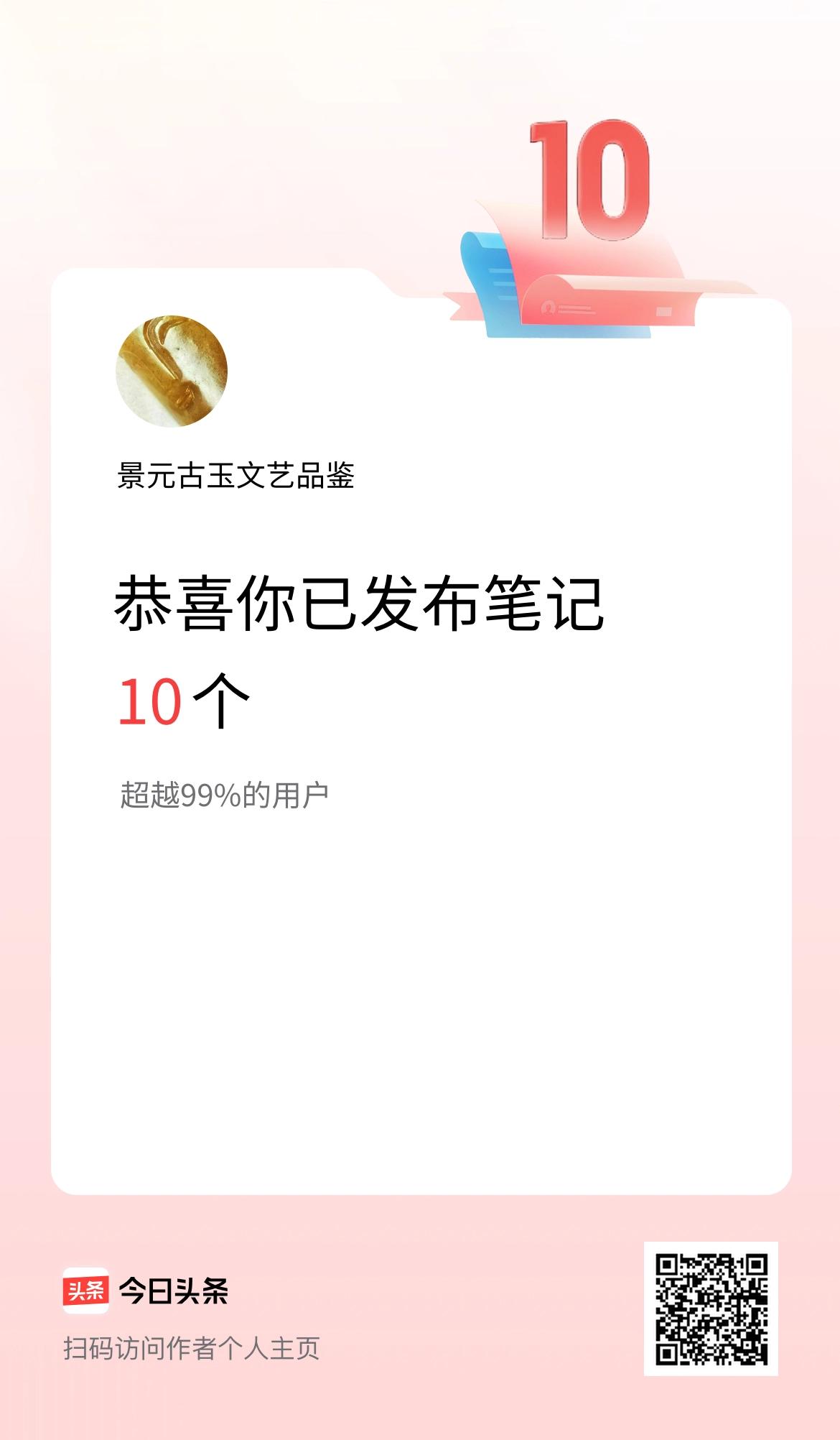 我在头条累计投稿笔记10个