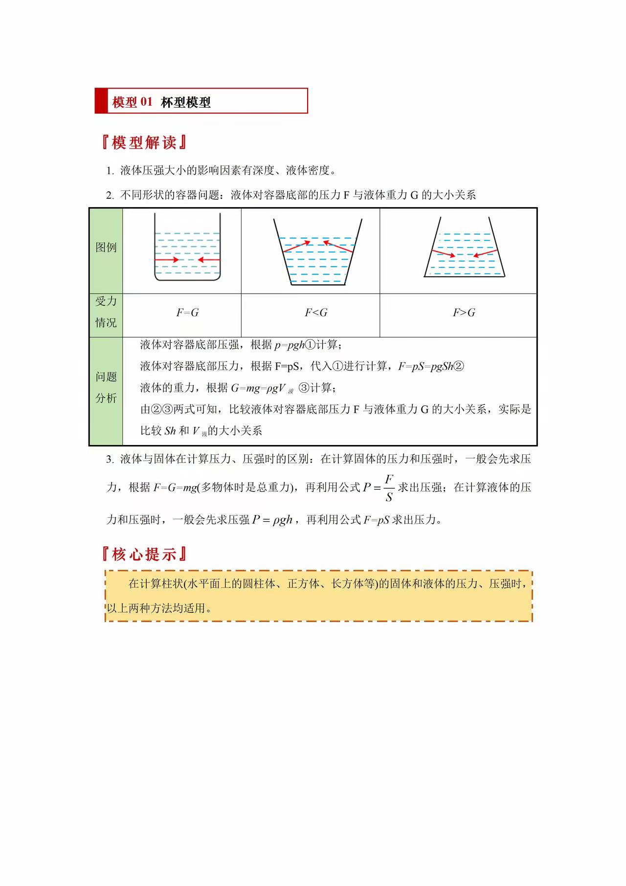 初中常见物理模型，期末考试常考模型