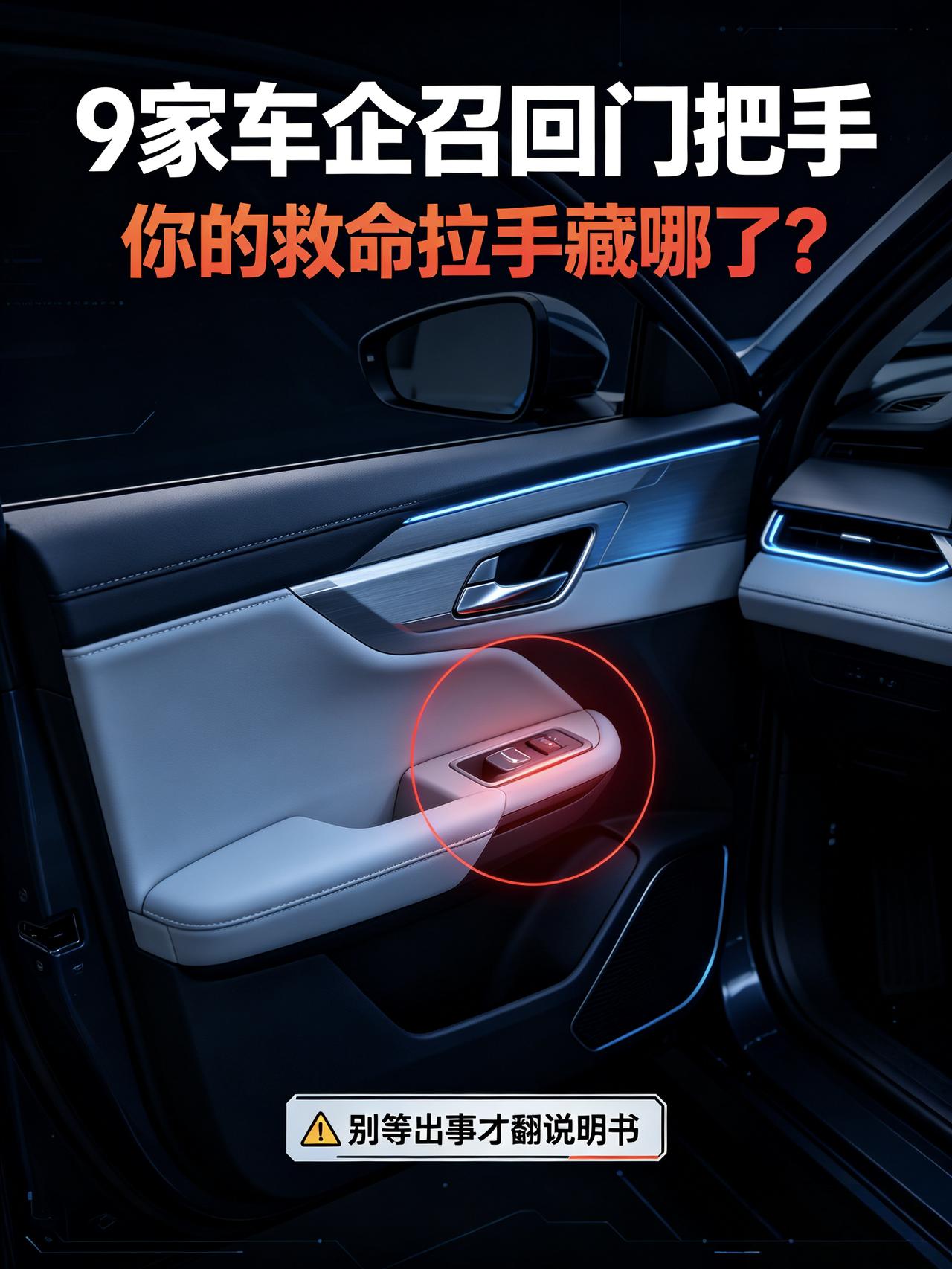 9家车企召回门把手，你的“救命拉手”藏哪了？别等出事才翻说明书！
最近看到个新闻