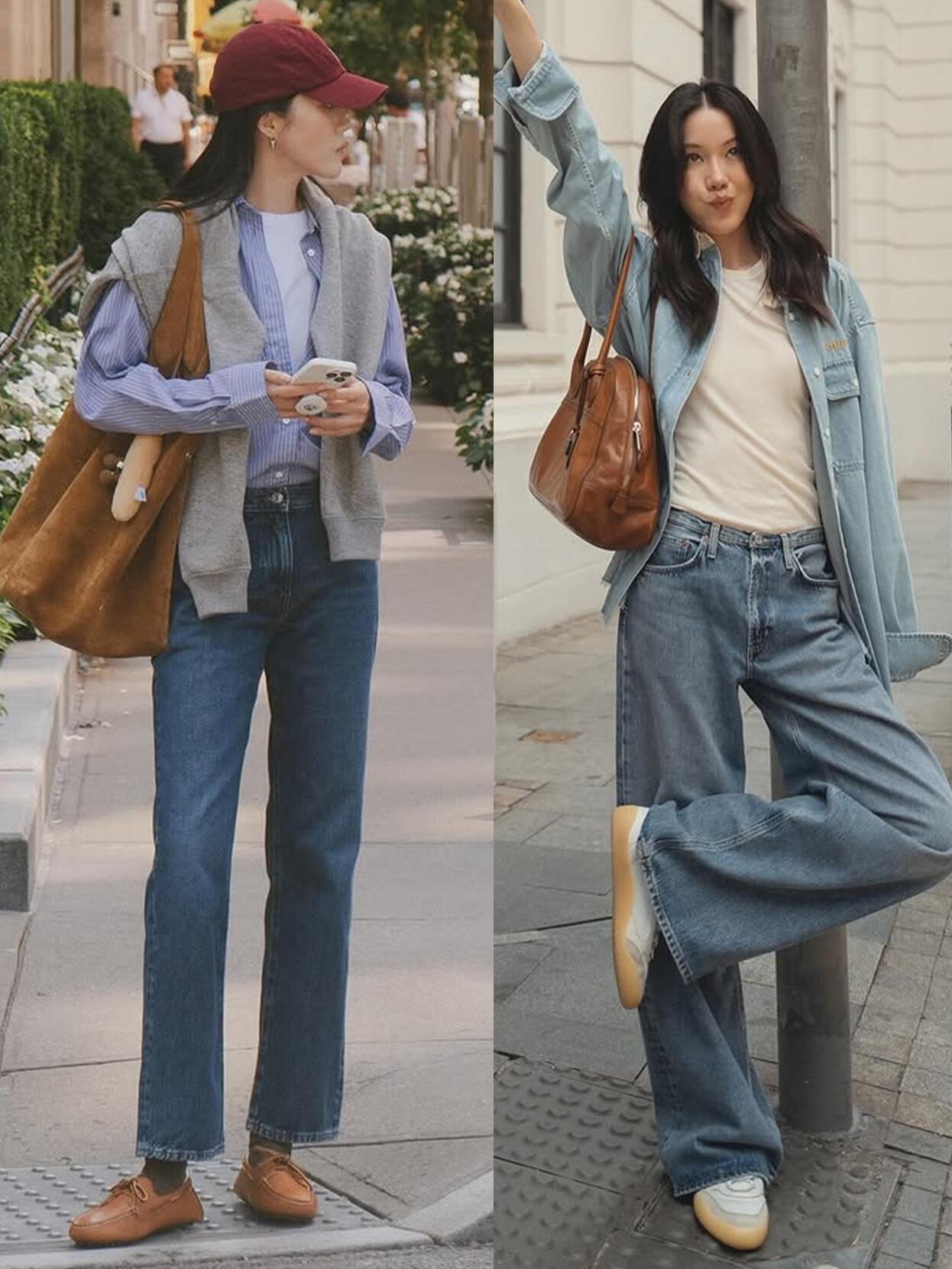 基础款也能穿出好气质，她就是普通人的教科书模
板！
白T、衬衫、牛仔单品被她搭出