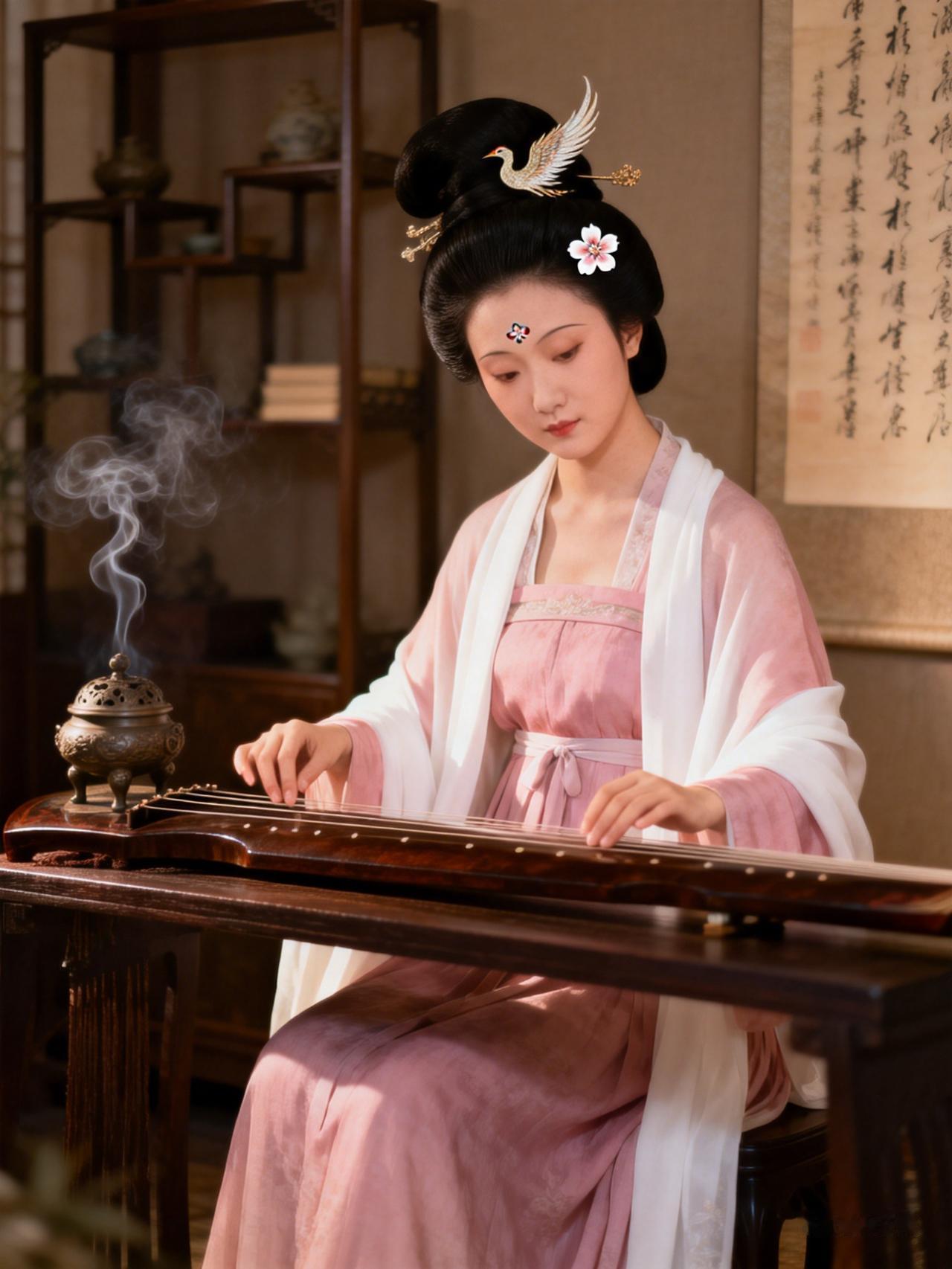 唐代女装核心是裙、衫、帔“三件套”，无论贵贱皆以此为基：

· 衫（上衣）：初唐