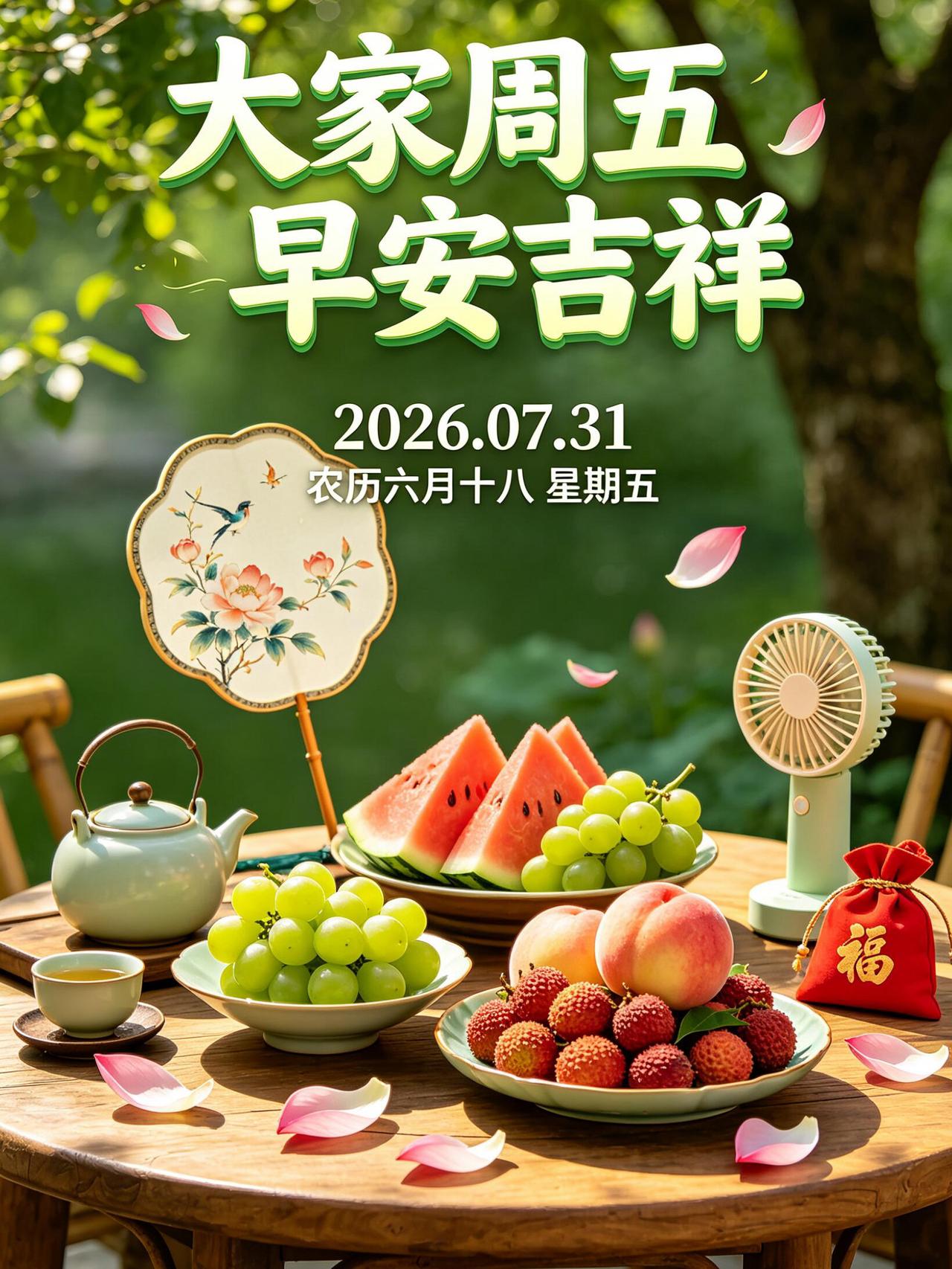 七月落幕，早安吉祥🪷！一池荷塘盛放，锦鲤跃水送福，在7月的最后一缕晨光里，和盛