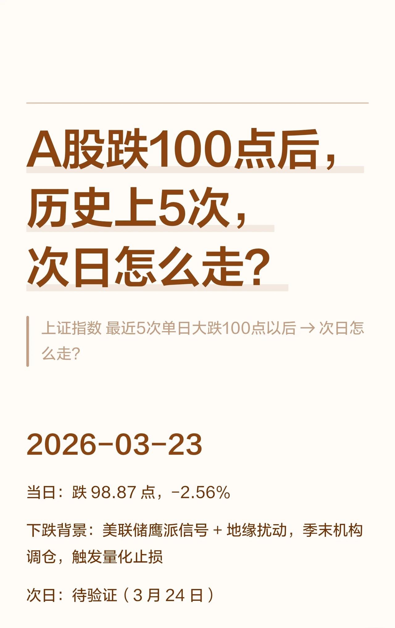 上证指数历史上5次单日大跌（多数跌幅超2%，其中两次跌超6%）的案例，总结出急跌
