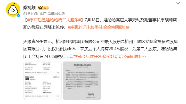 #宗庆后是娃哈哈第二大股东# ？为什么热搜是这个，搞什么啊[费解] ​​​