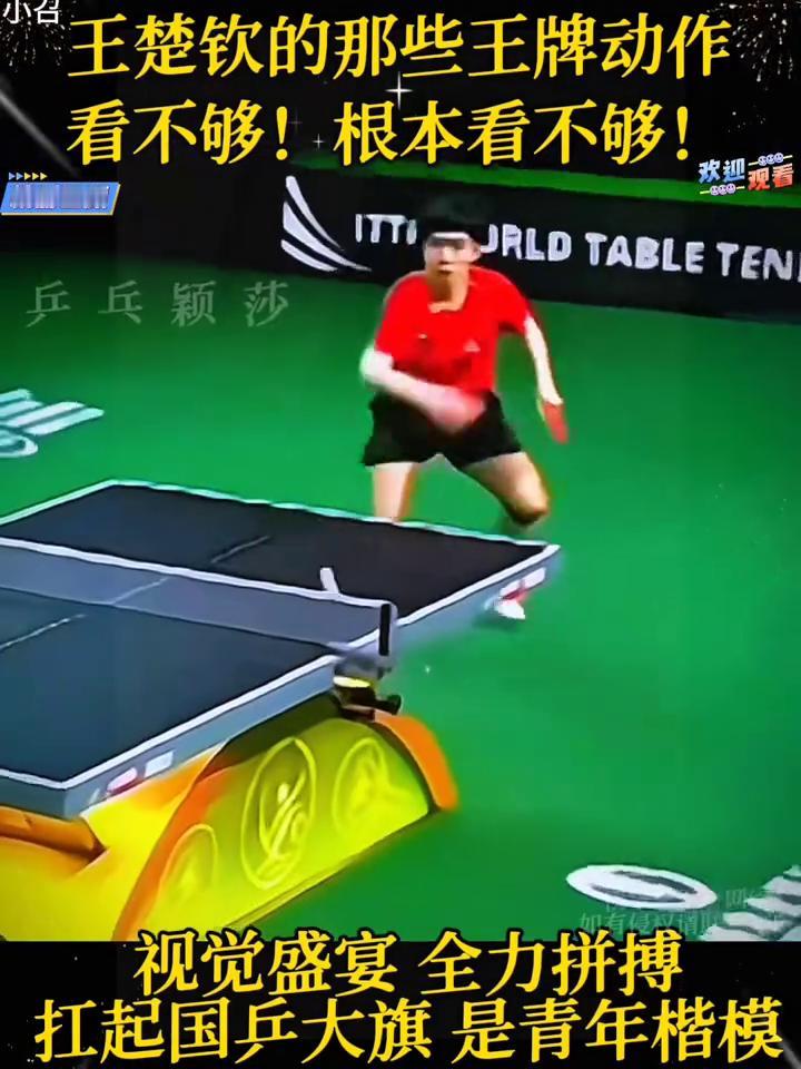 王楚钦的那些王牌动作看不够，根本看不够。
视觉盛宴，全力拼搏，扛起国乒大旗是青年