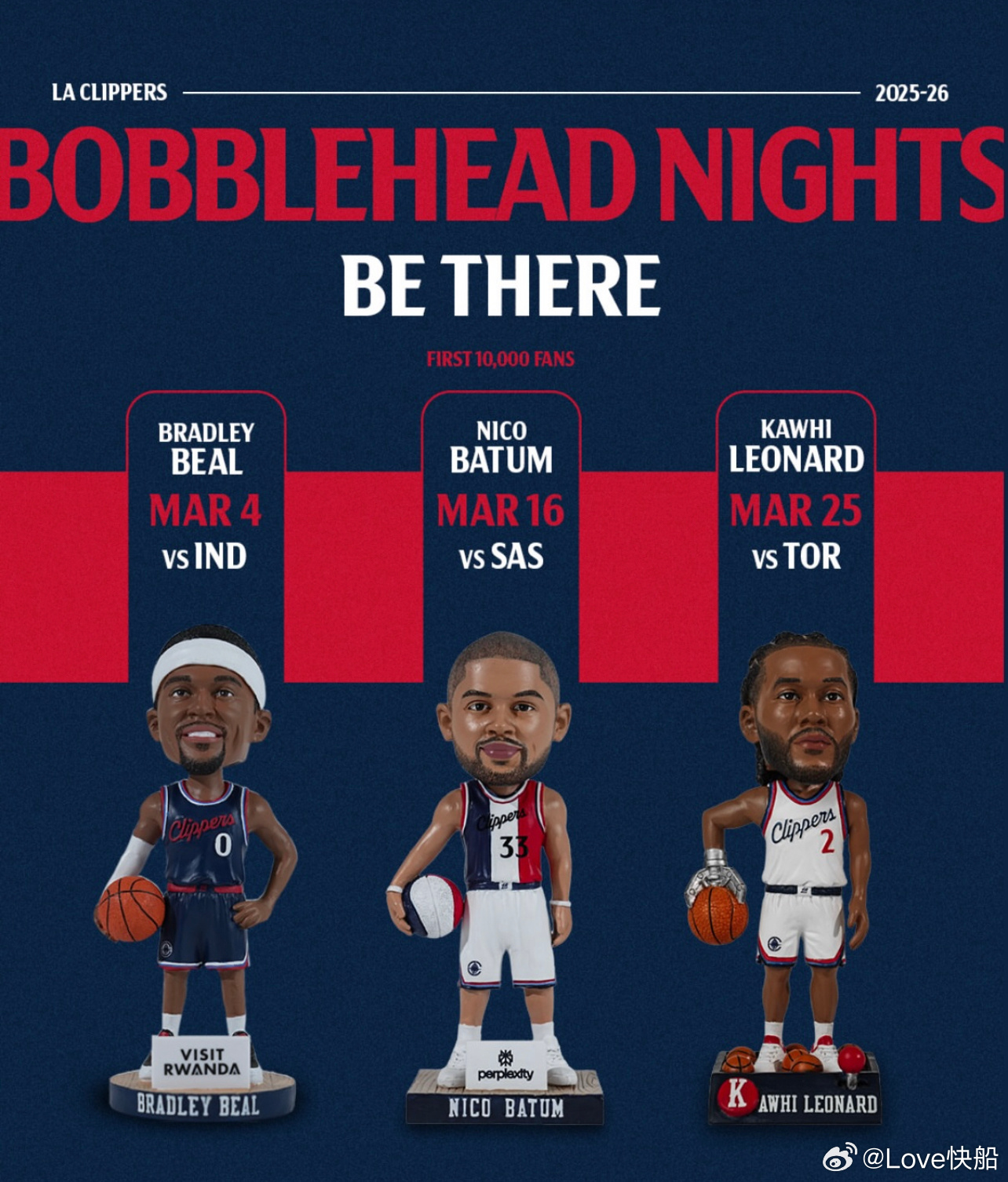 本赛季快船只剩下3次摇头娃娃之夜，所以明天的摇头娃娃之夜是属于比尔的！ 