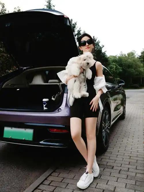 近日，刘亦菲被拍到抱爱犬出门，墨镜遮面，大衣搭配丝巾，飒爽中透着温柔。她单手稳稳