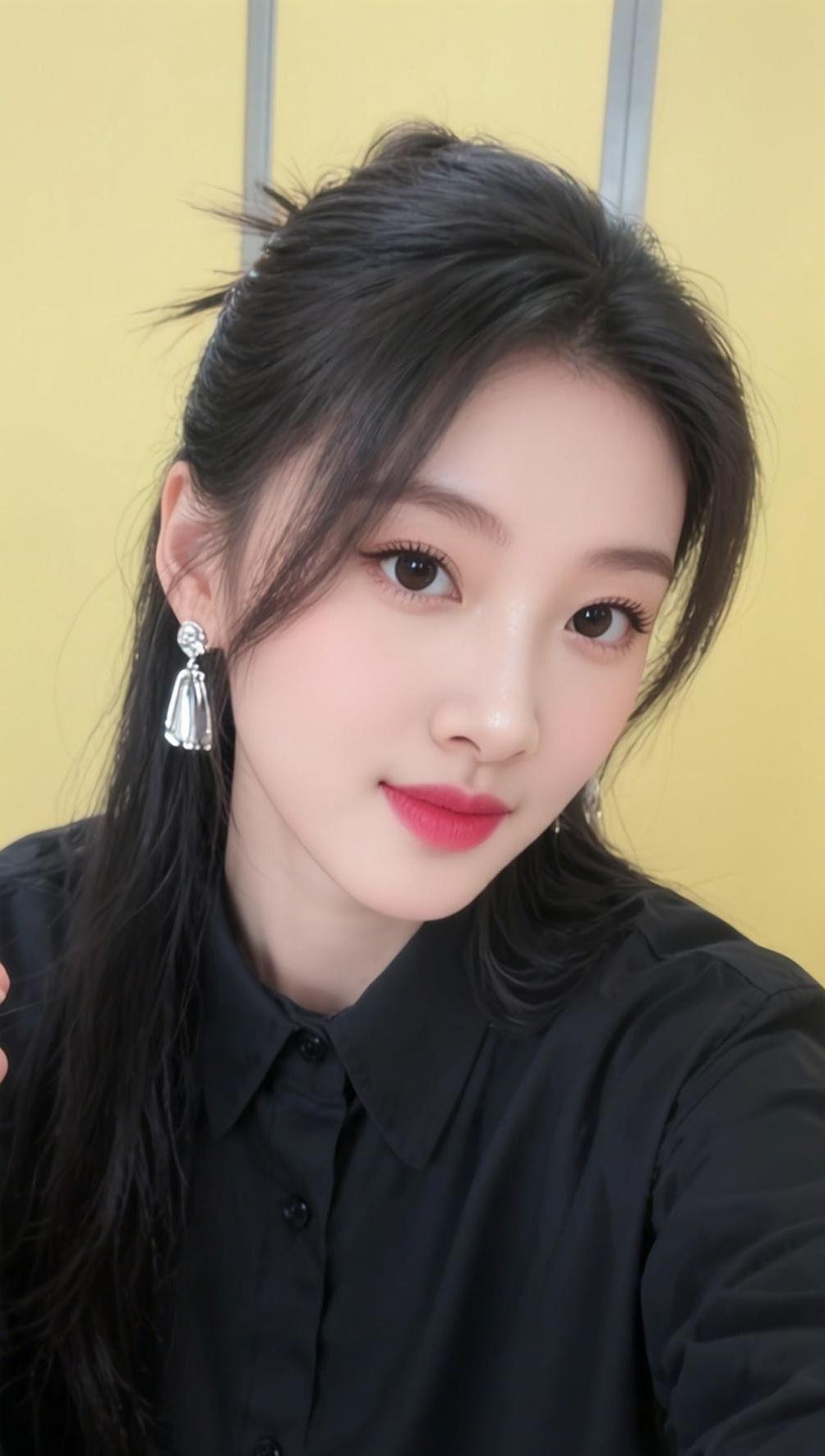 黑衫低马尾自拍 抖音ai创作 河北邯郸美景 梦幻旅行地