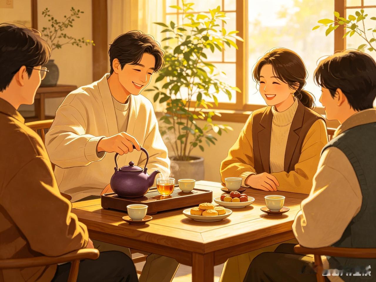 记录我的2026 暖阳下的茶话时光，朋友相聚，笑语盈盈。🍵🌞👫