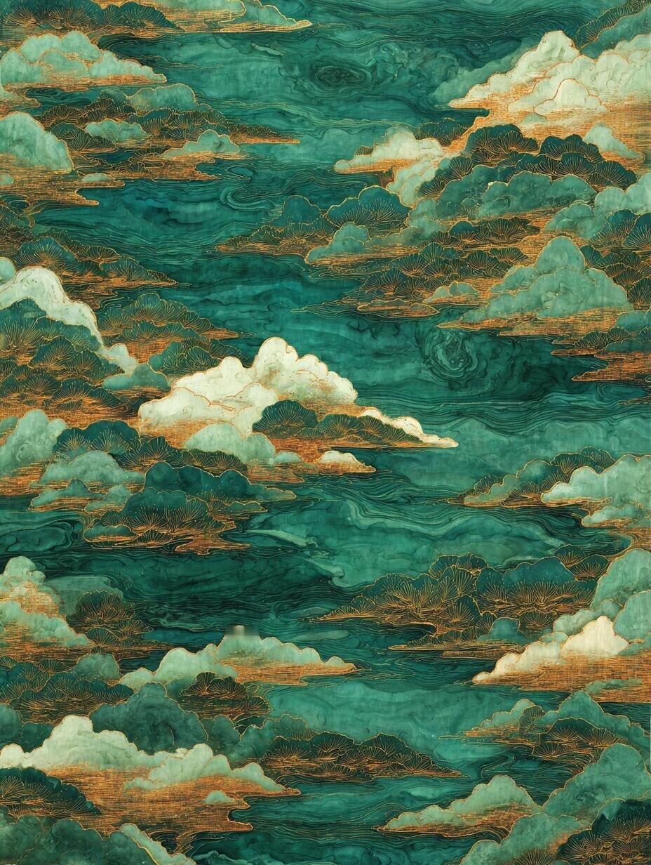 翠松云构 | 翠松列构，金云潜行；色沉而贵，势远而深。 