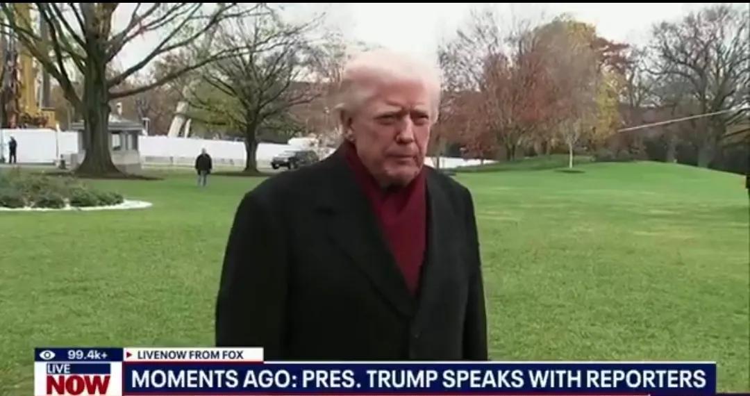 特朗普今天（北京时间11月23日）再次谈到泽连斯基和新和平计划。记者：如果泽连斯