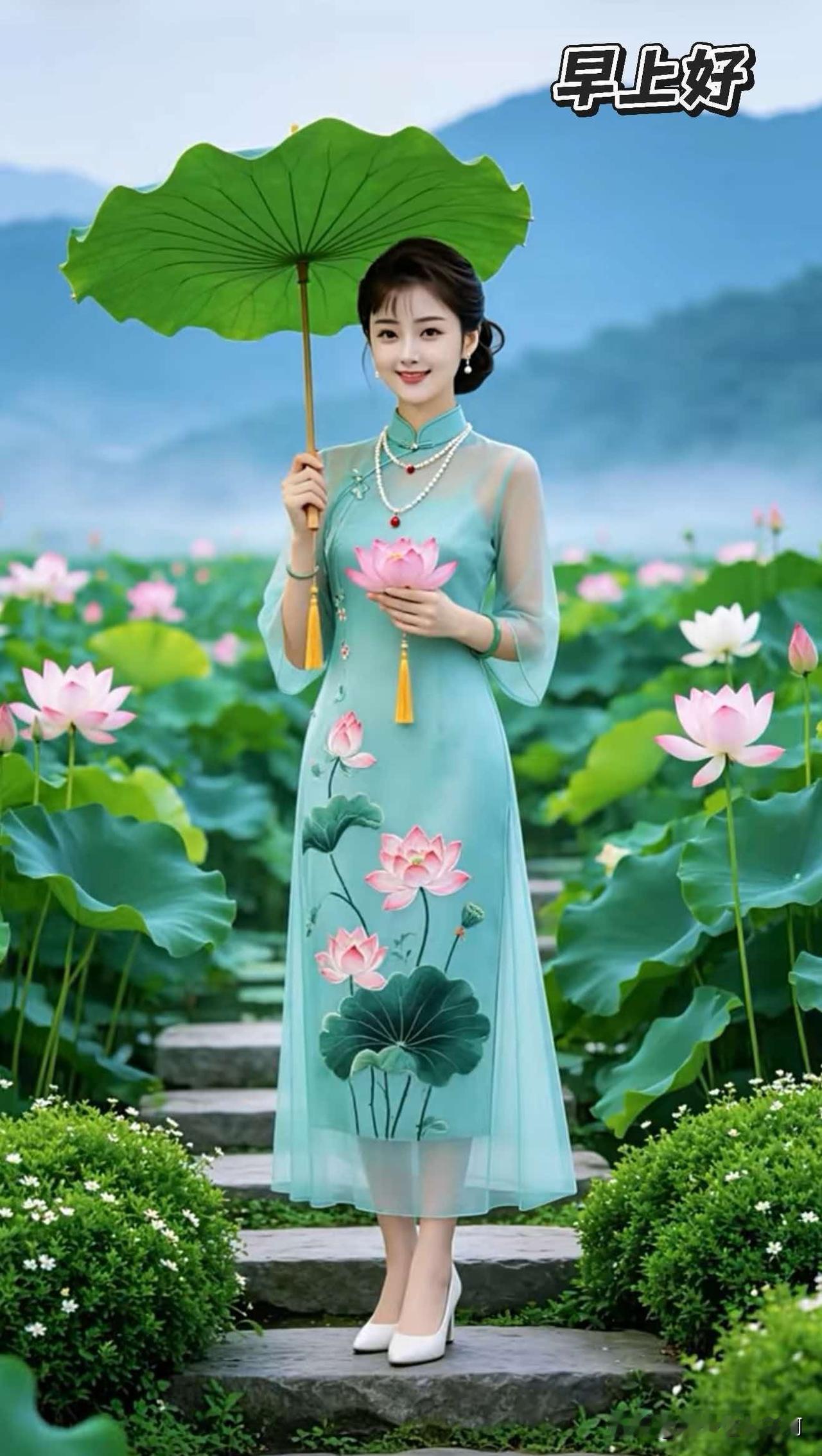 🌿明日立秋，荷风送爽。
愿褪去暑热，日子安然，四季皆安康，早安吉祥！
