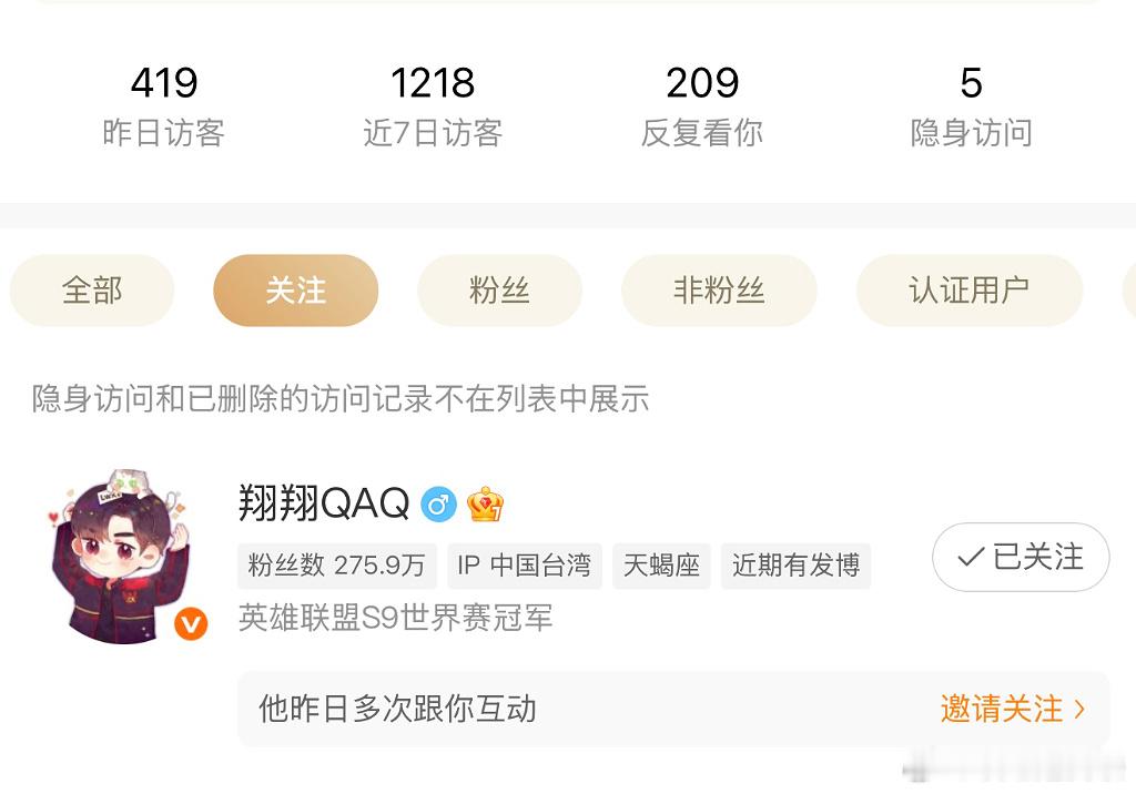 QAQ出现在访客记录里真的好搞笑