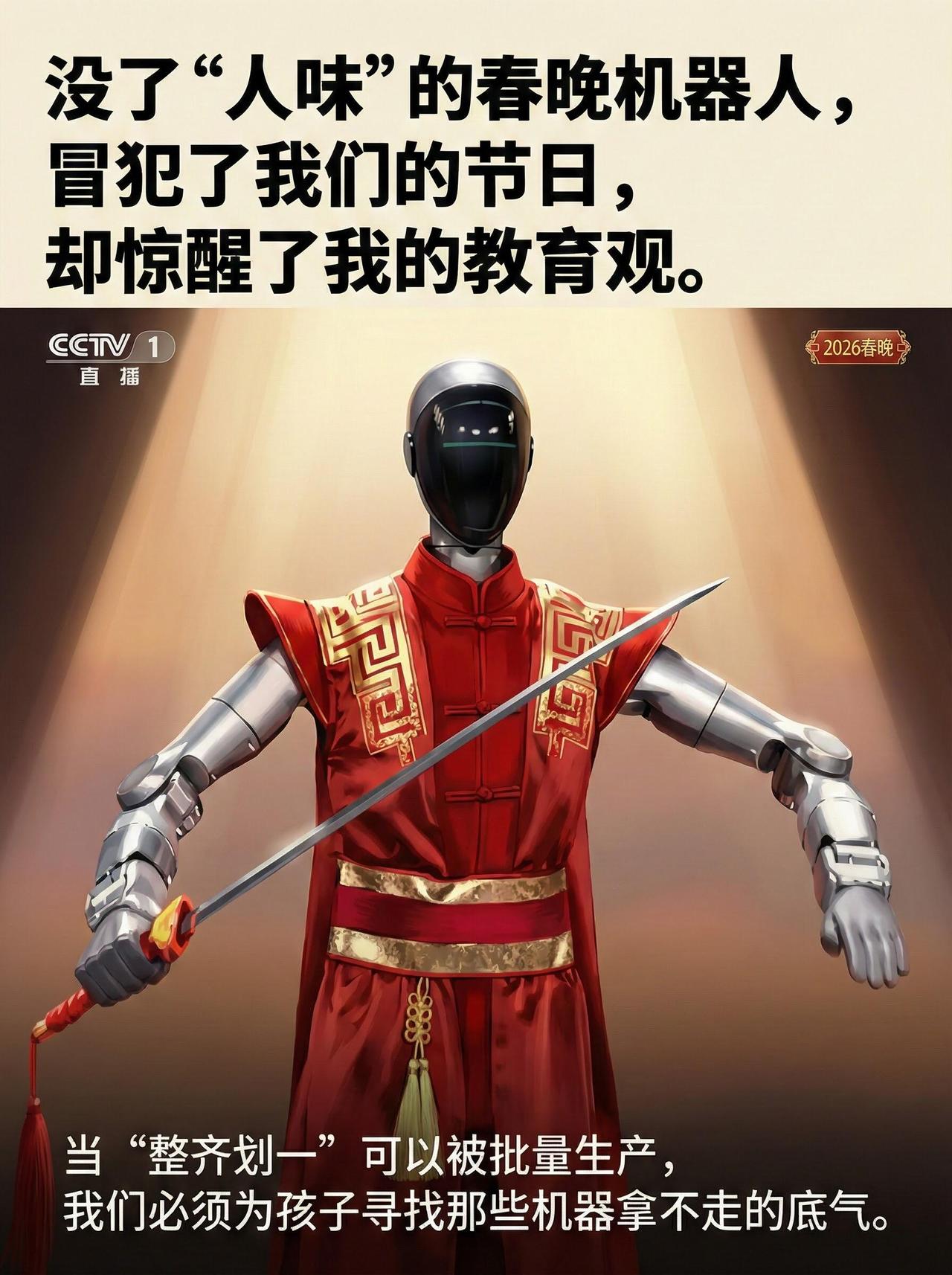 今年春晚那个机器人方阵，整齐得让人头皮发麻，技术是真牛，但也给不少家长提了个醒：