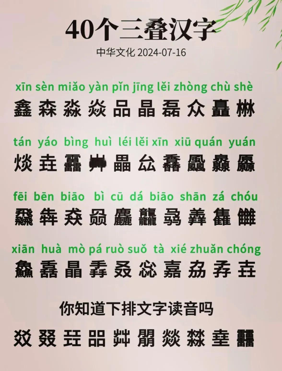 哇塞！都知道三个“人”叫众，三个“日”叫晶，但是三个“力”叫什么？三个“子”又怎