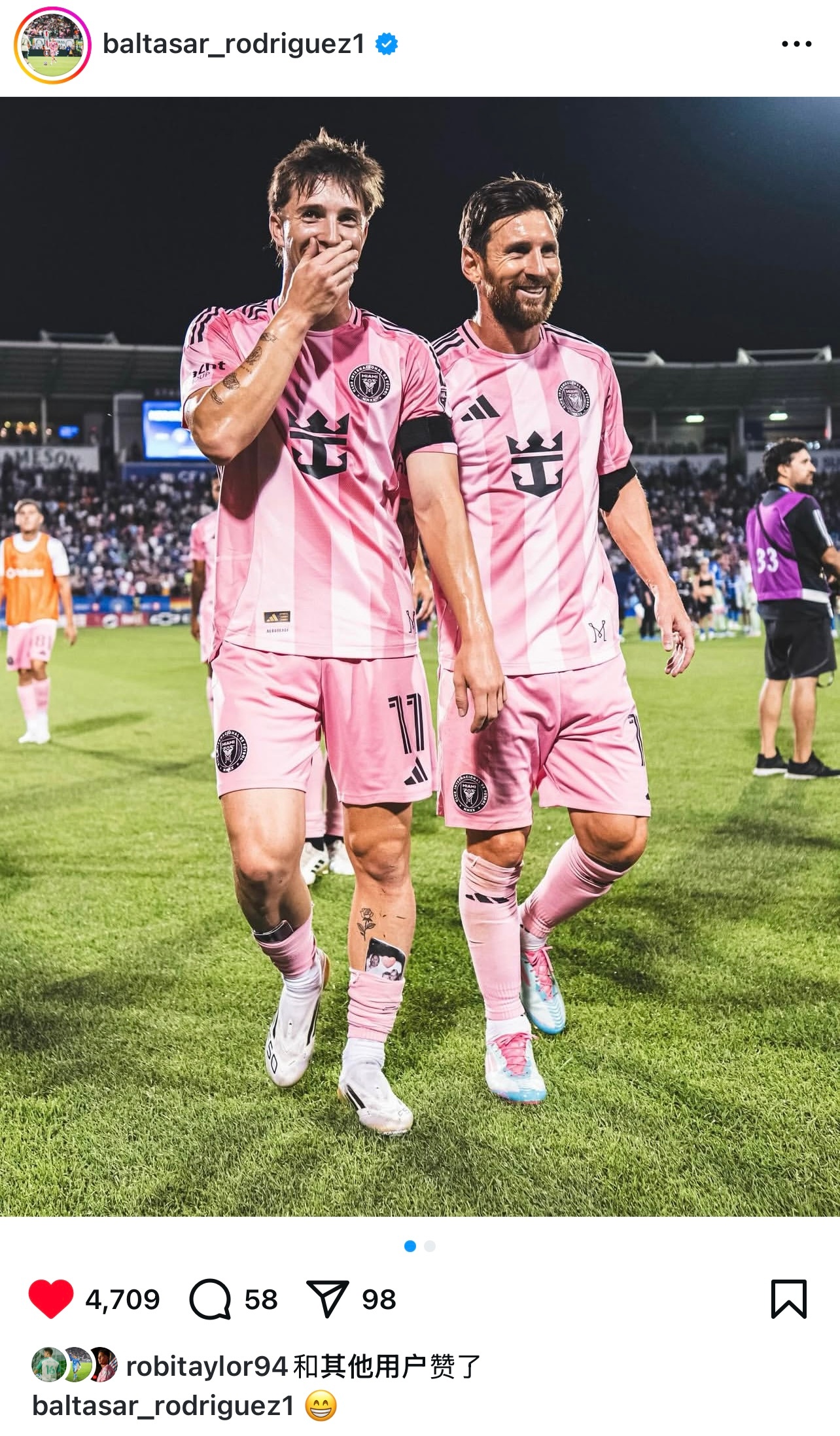 巴尔塔萨尔更新ins｜😁泰勒点赞👍默默关注的泰勒迈阿密国际[超话] ​​​