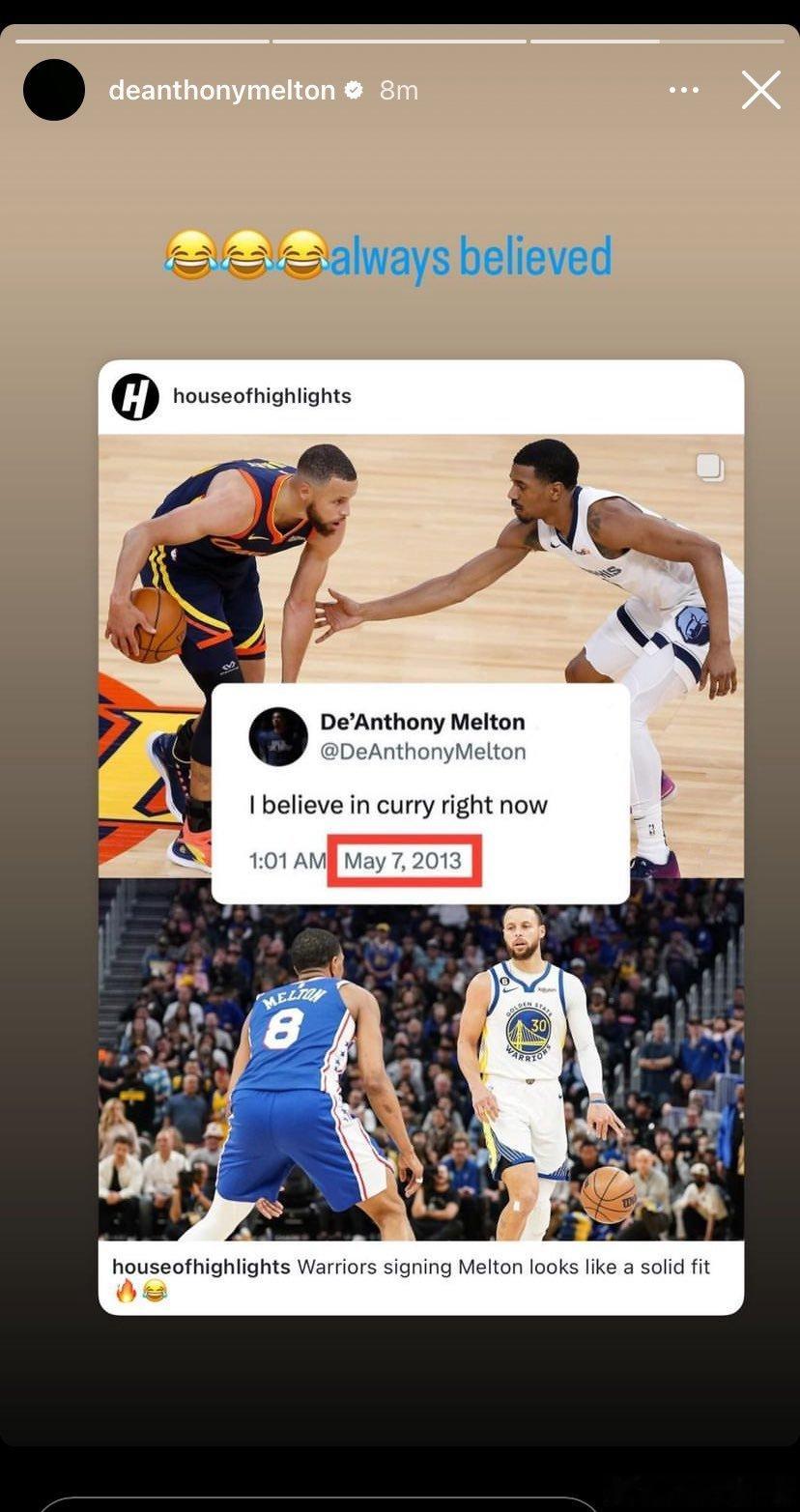 76人后卫梅尔顿计划1年1280万加盟勇士！ 上赛季场均上阵26.9分钟可以得到