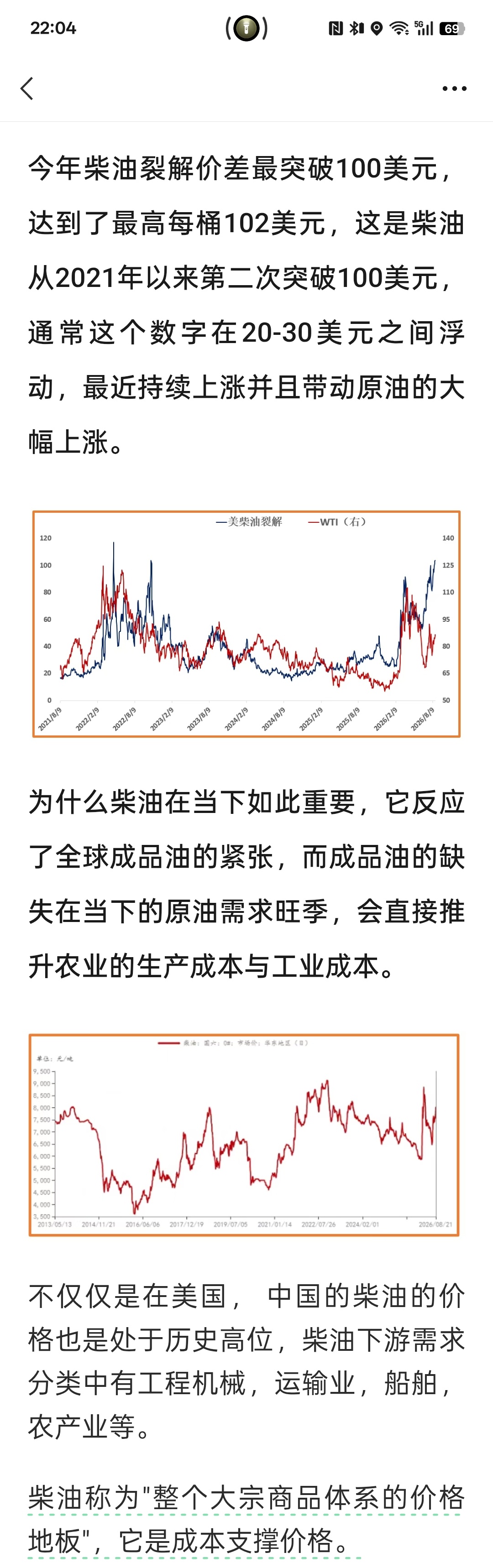 每一种大宗商品都是原矿➕柴油！今年柴油裂解价差最突破100美元，达到了最高每桶1