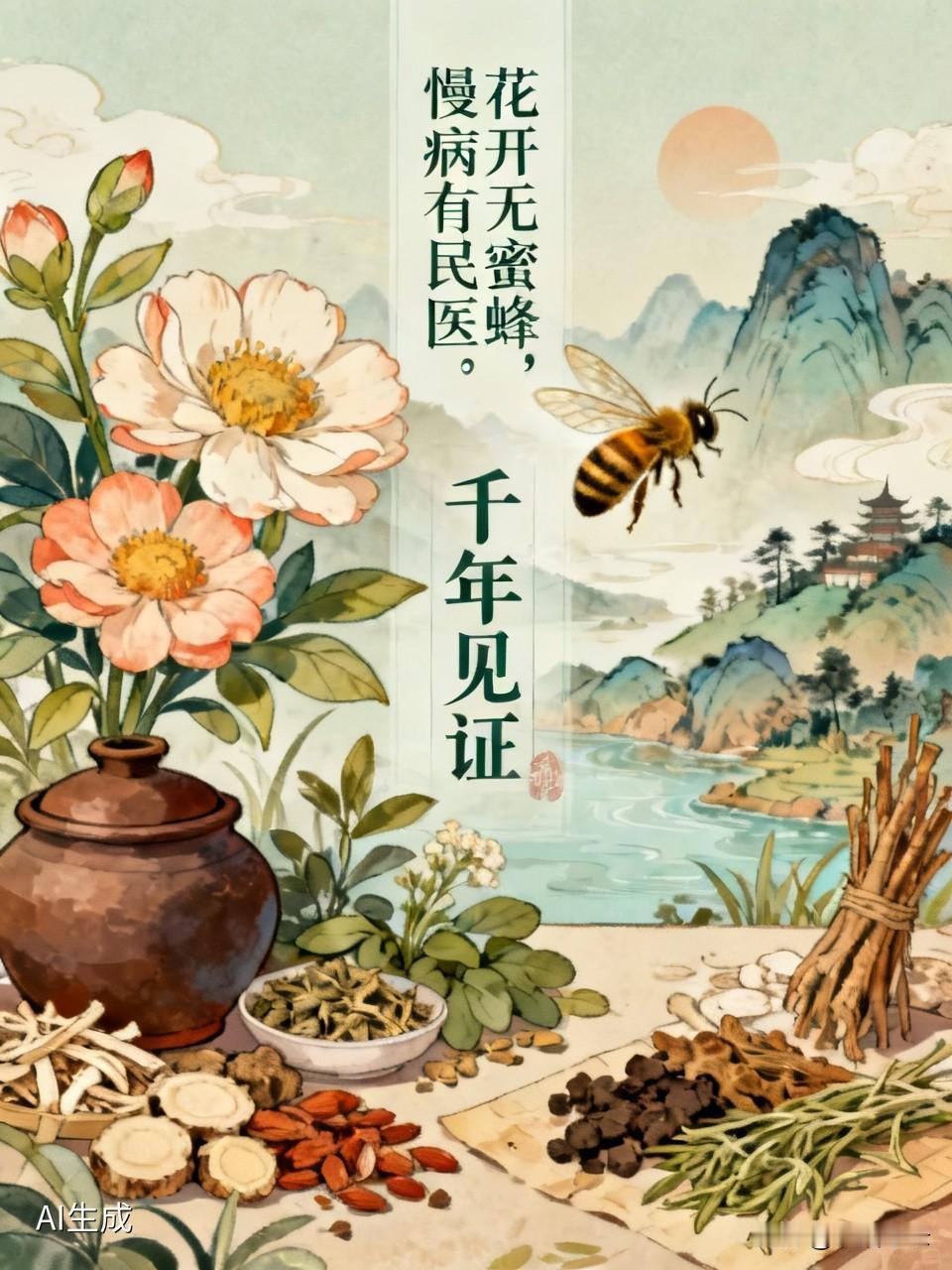 “花开无蜜蜂，慢病有民医”，这上联花开却无蜜蜂，有点小遗憾，就像有些疾病在常规医
