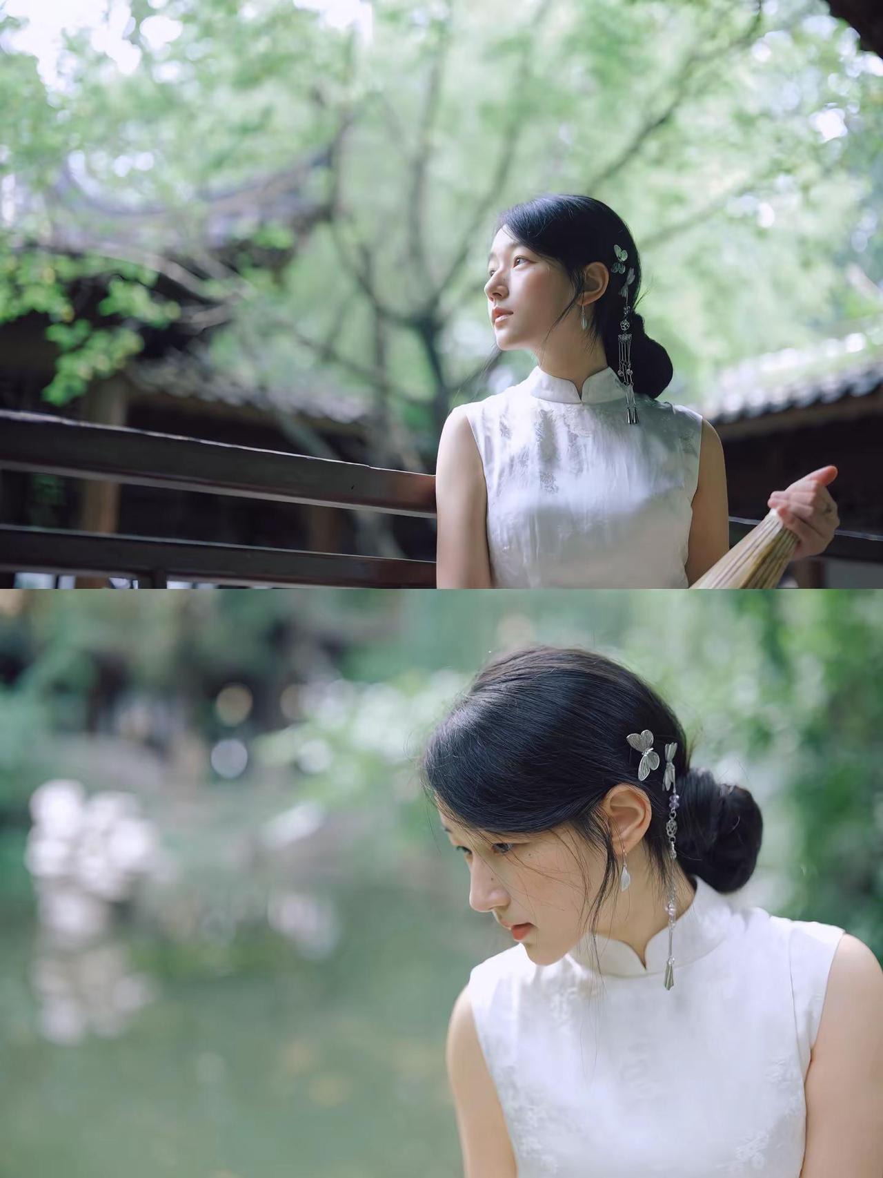 那年梨花瘦。温婉新中式 故事感 白色旗袍 古典美人
