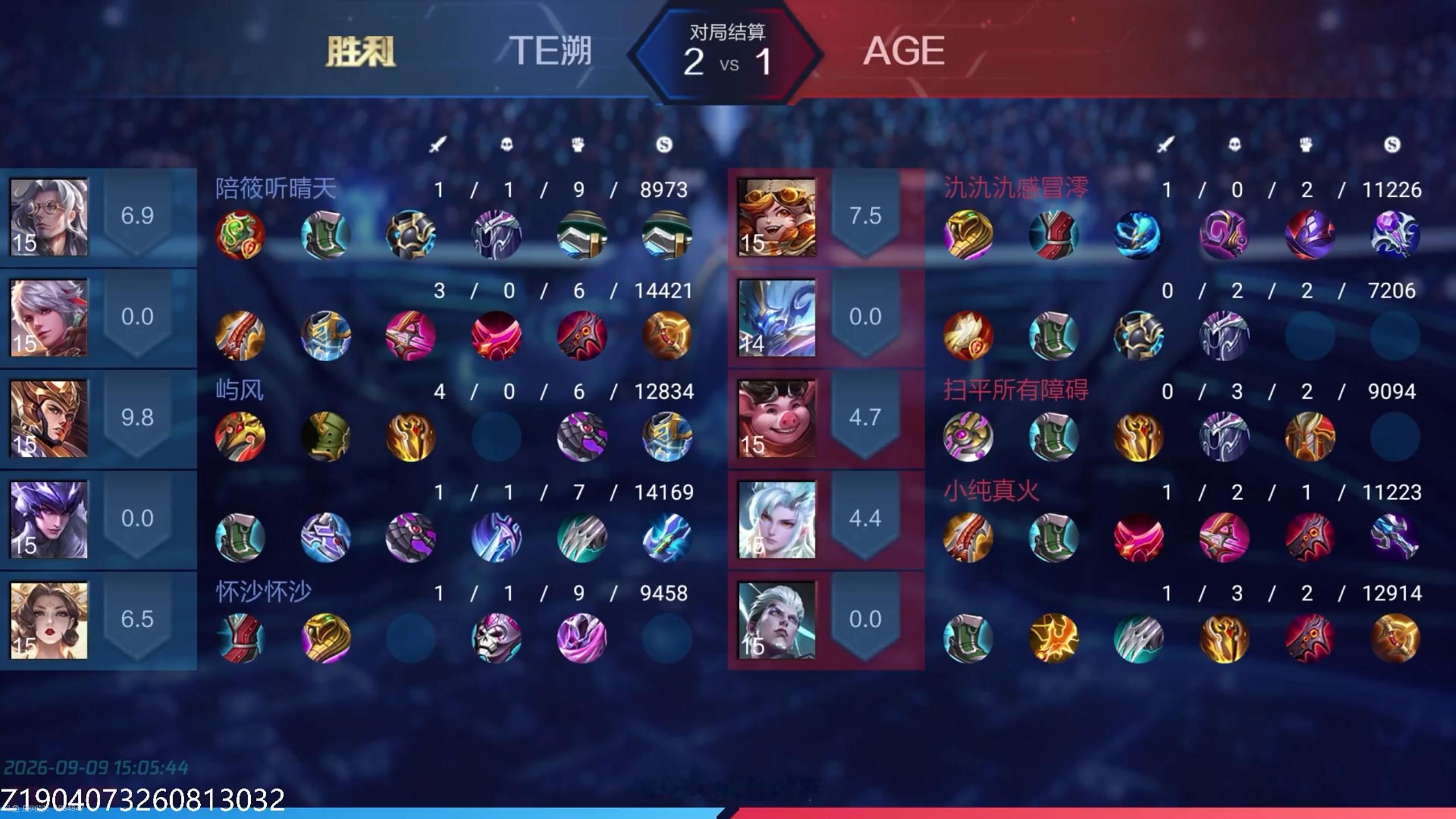 TE溯王者荣耀女子战队 【九江2026王者荣耀女子公开赛线上积分排位赛 9月9号