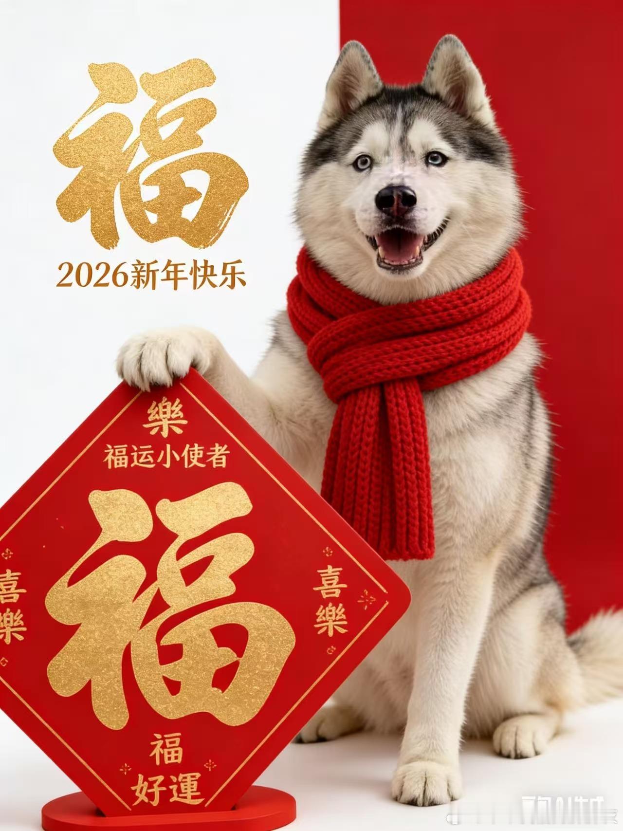 哈士奇  新年快乐大家和小狗一样没有烦心事，吃好喝好睡好