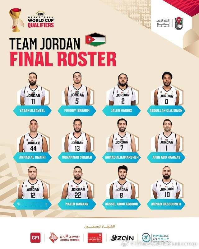 约旦男篮世界杯亚洲区预选赛第一窗口期12人名单，达瓦里回归，新归化哈里斯加入球队