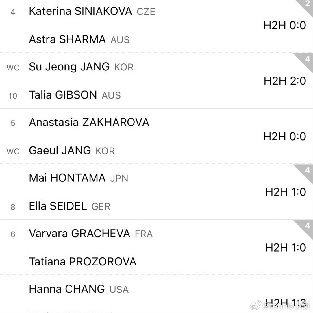 好美的签运[二哈][二哈]WTA500🇰🇷首尔站女单资格赛签表🇨🇳王雅繁