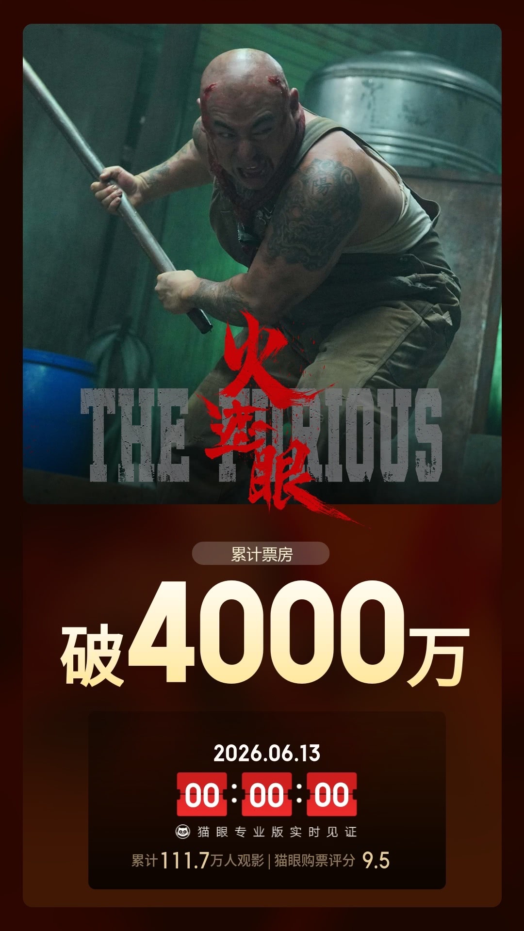 火遮眼票房破4000万 据猫眼专业版数据，电影《火遮眼》上映3天 ，总票房破40