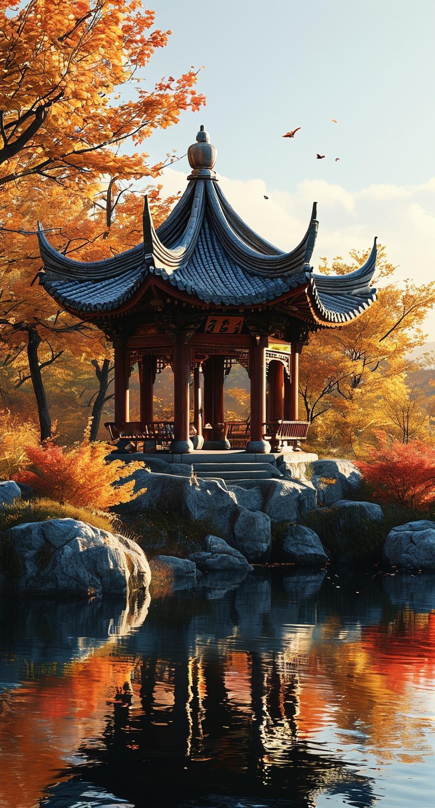 《行香子·醉秋风》
半卷云纱，几缕残霞。
任西风、漫染蒹葭。
松醪初熟，蟹眼新茶