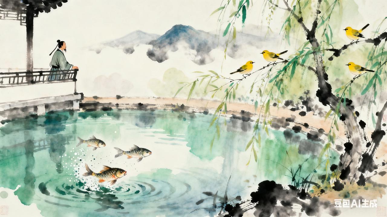 柳下赏蝉鸣