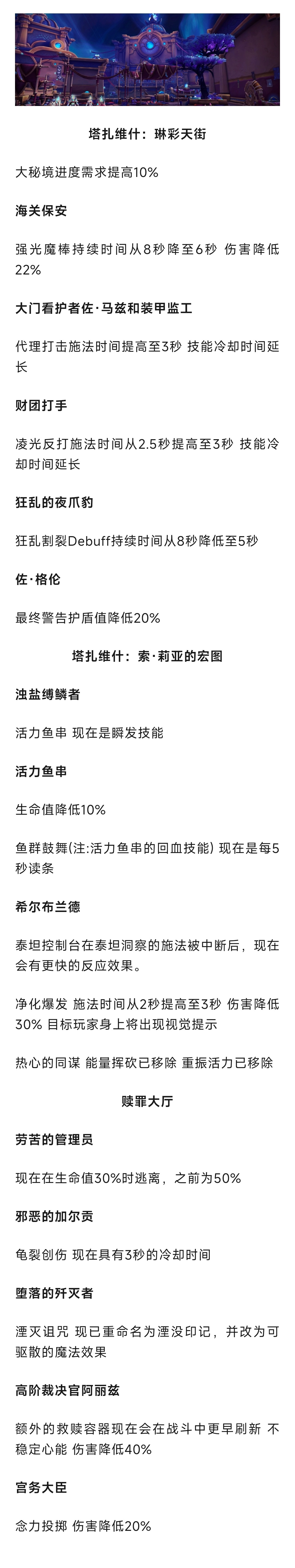 魔兽世界 魔兽：PTR新赛季7月23日大秘境更新！塔扎维什和赎罪改动！ ​​​