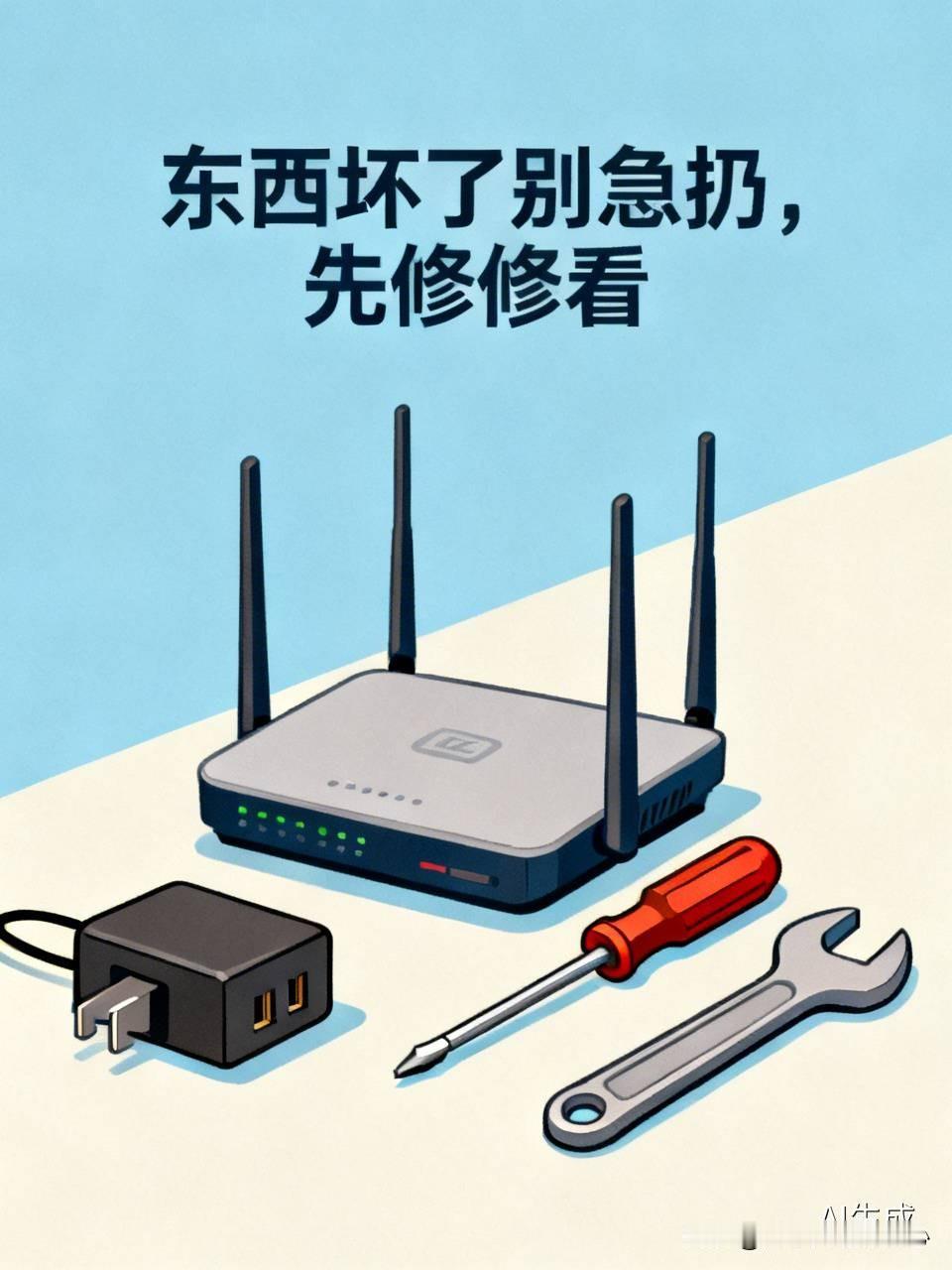 东西坏了千万别着急买新的，或者着急扔掉。
昨天我家突然没网了，检查一下是路由器不