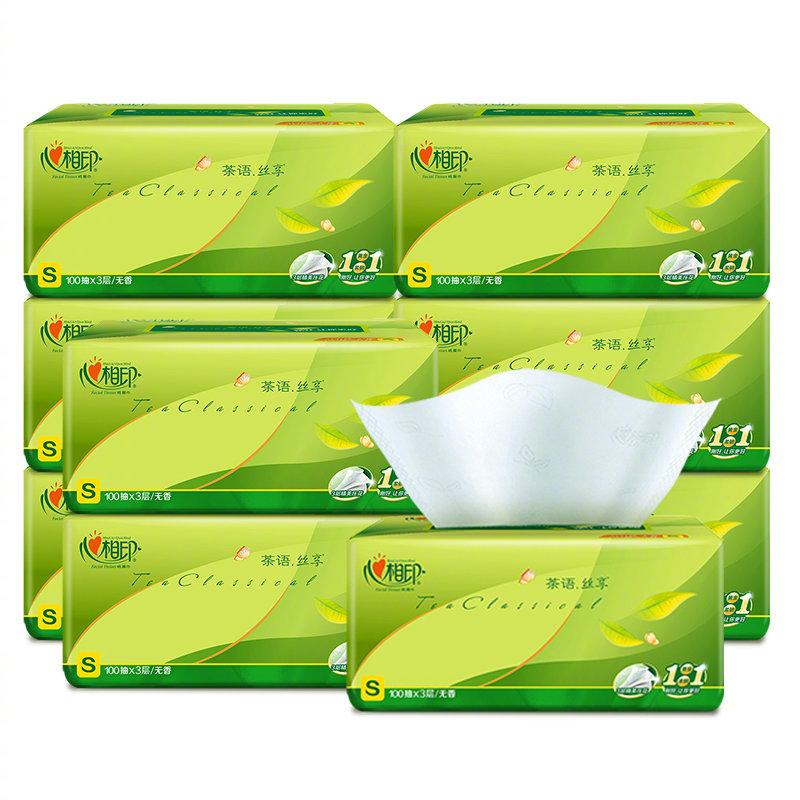 心相印丝享抽纸100抽10包家用餐巾纸卫生纸纸巾厕纸