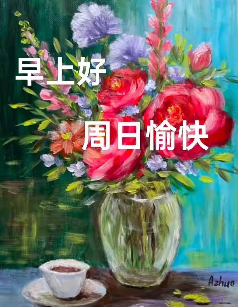 🌷
 
愿你晨起，眉眼带笑，
愿你日常，自在舒畅。
送你平安，朝暮相伴；
送你