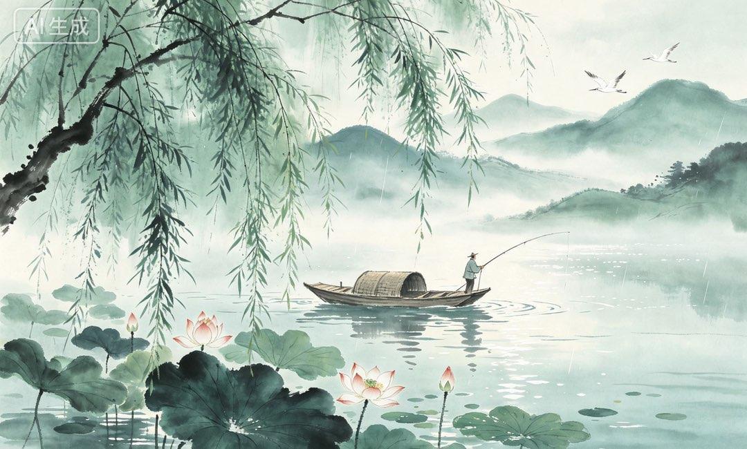 《渔歌子》
                珠乡小女
十里清风拂柳堤，
扁舟轻泛