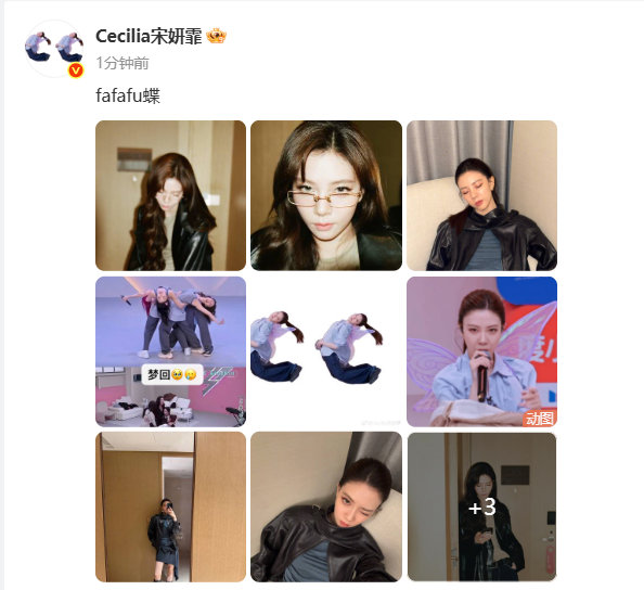 宋妍霏fafafu蝶宋妍霏cc表情包宋妍霏更新一组九宫格，这个cc的表情包好好笑