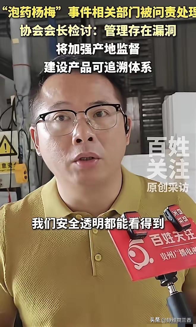 5月25号，漳州杨梅协会会长曾行贵再次发声，并作了深刻检讨。
他说泡药事件是外地