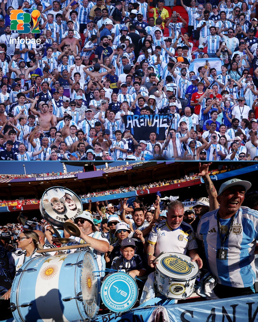 🇦🇷 🏆 数千名阿根廷人聚集在亚特兰大体育场，观看阿根廷国家队与瑞士队的四