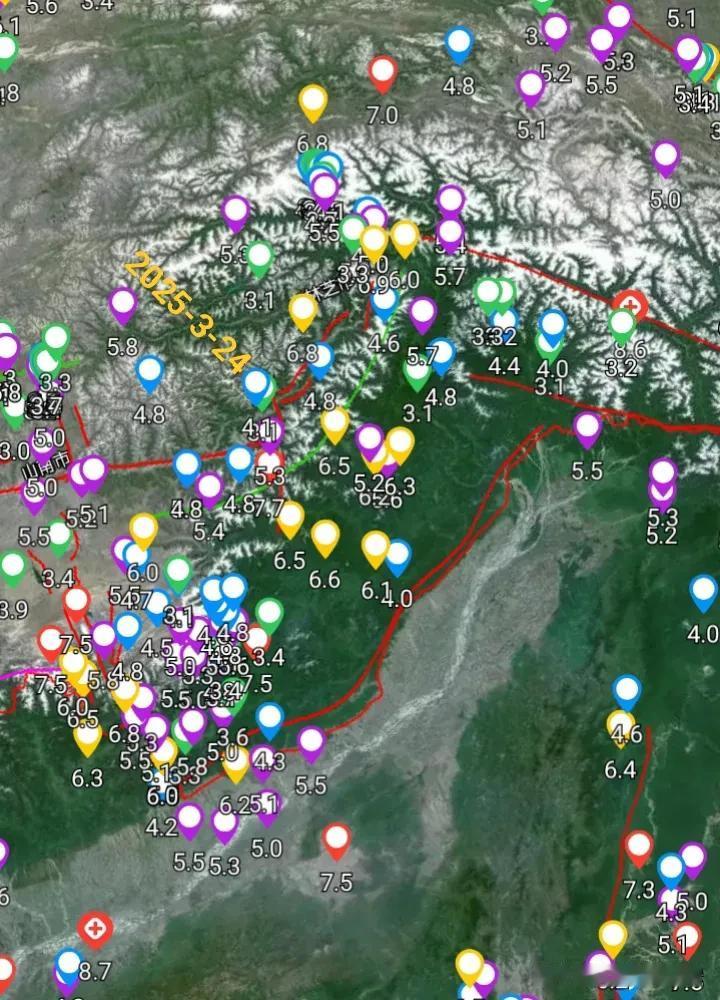 24日中午西藏地震快讯，12时38分和42分在林芝市米林市发生4.1级地和3.3