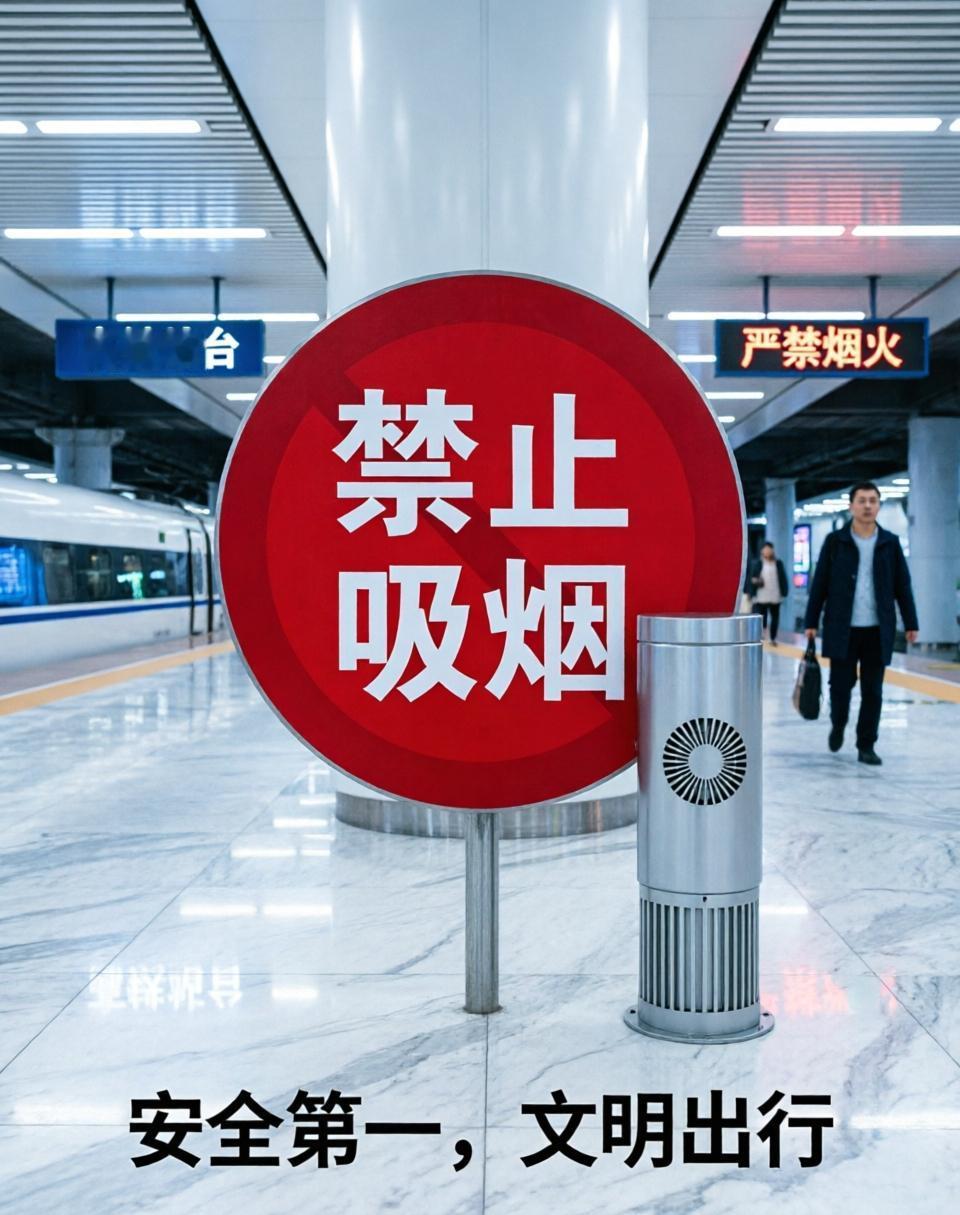 必须得禁止高铁站台吸烟啊！高铁那速度快得飞起，一旦在站台吸烟，触发烟雾报警器，可