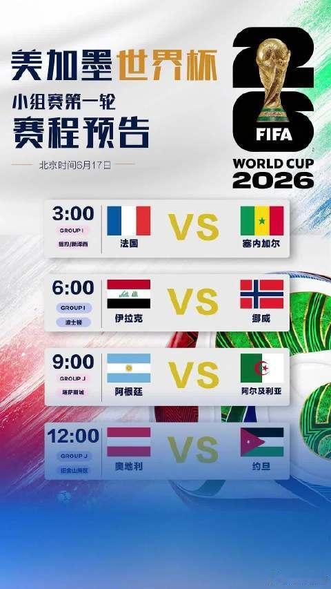 卫冕冠军世界第一阿根廷队首秀北京时间17日世界杯四场小组赛开赛，法国、阿根廷同日