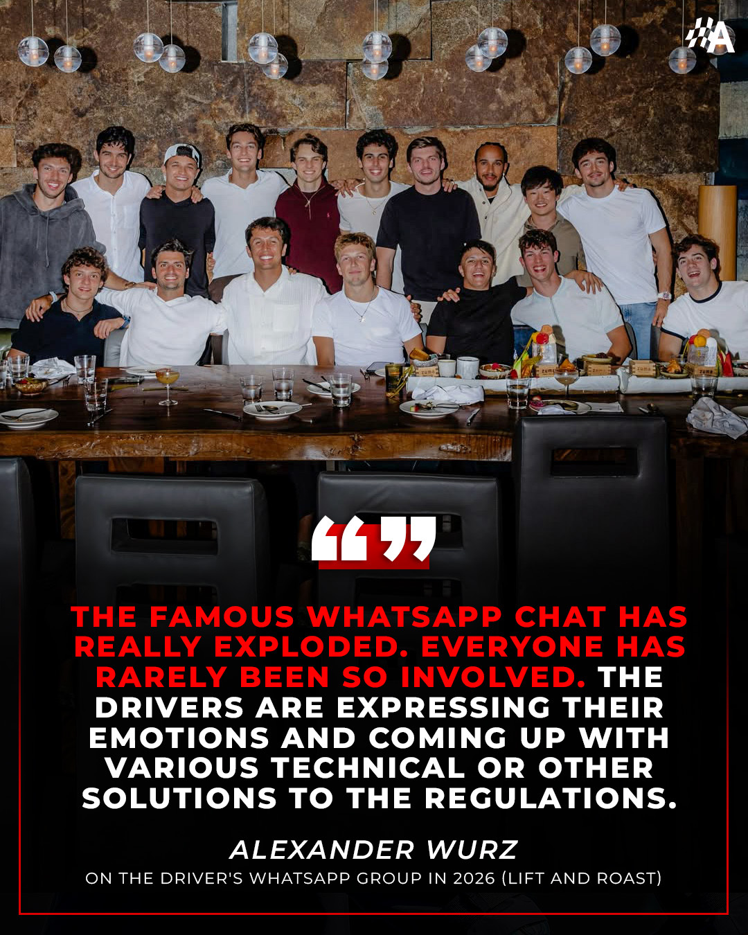 GPDA主席伍尔兹：今年F1车手的群聊“炸锅”了大家都对于新规表达了自己的情绪，