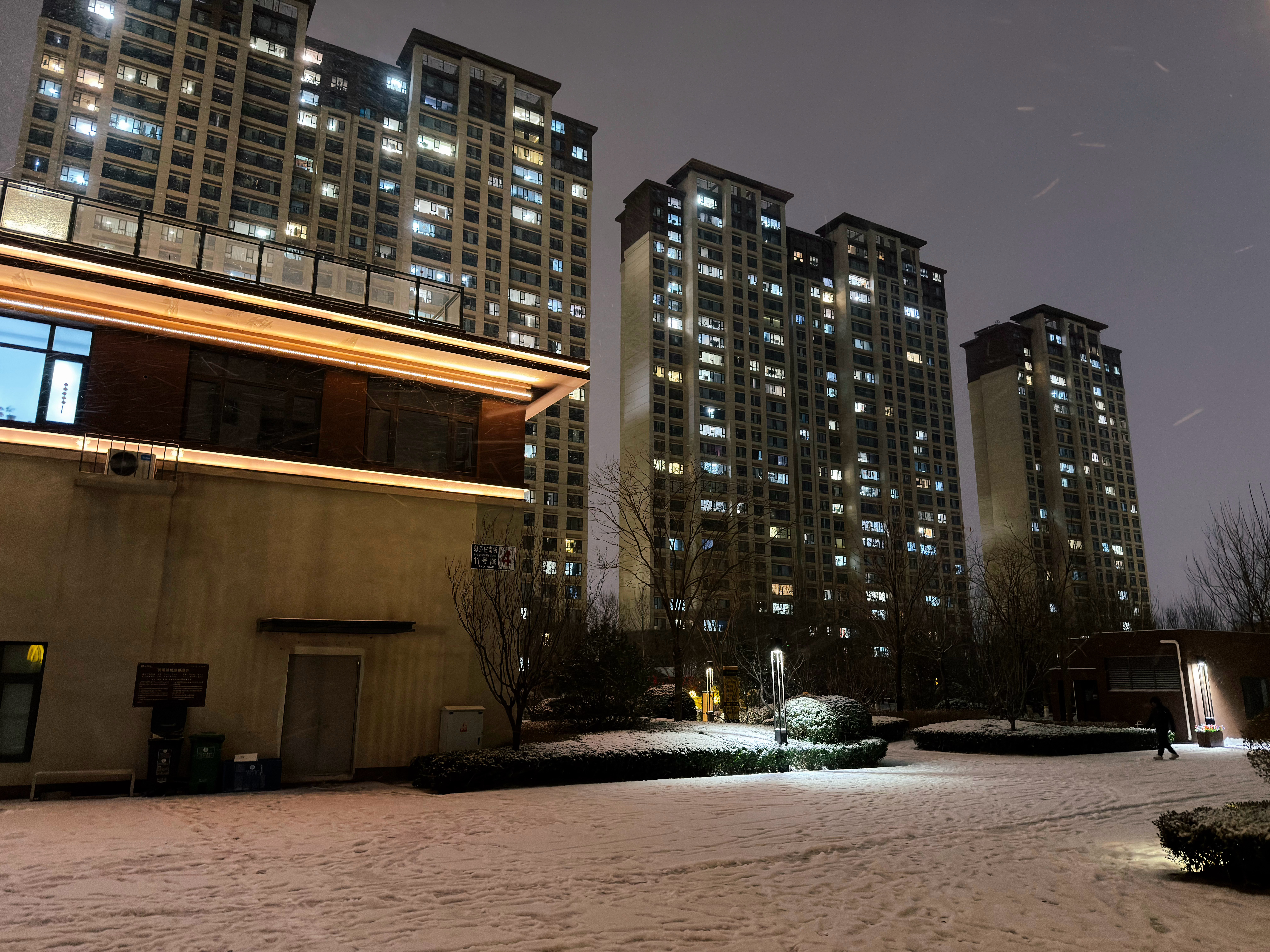 今天好大的雪呀，我下楼扔个垃圾，踩雪好爽想躺在雪地里，就像这样北京一天两波雪