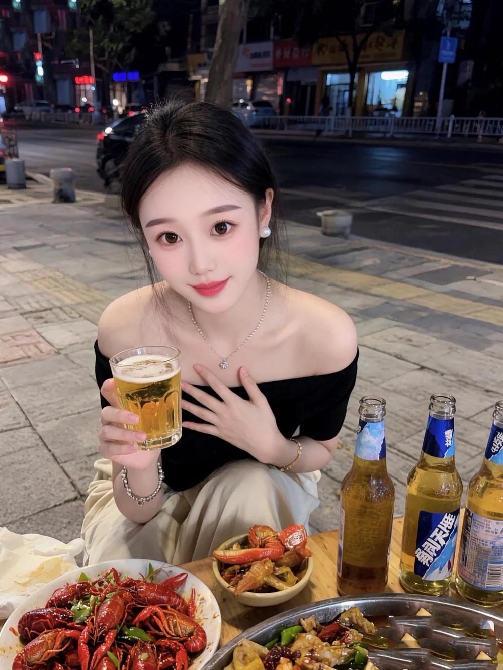 路边摊 啤酒小龙虾