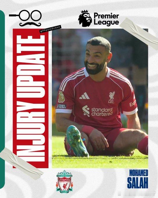 伤病推再次分析萨拉赫的伤势：萨拉赫在下半场因腿筋受伤被迫离场。萨拉赫在带球突入禁